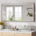 48 x 24 Brushed Nickel Bathroom Mirror with Beveled Frame