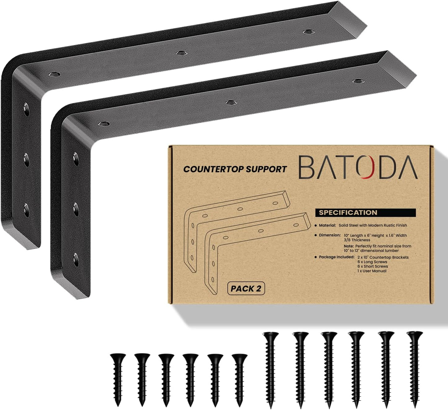 BATODA 12 Countertop Support Brackets for Heavy Duty Shelving