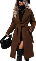 Women's Wool Blend Double Breasted Pea Coat - Knee Length Trench