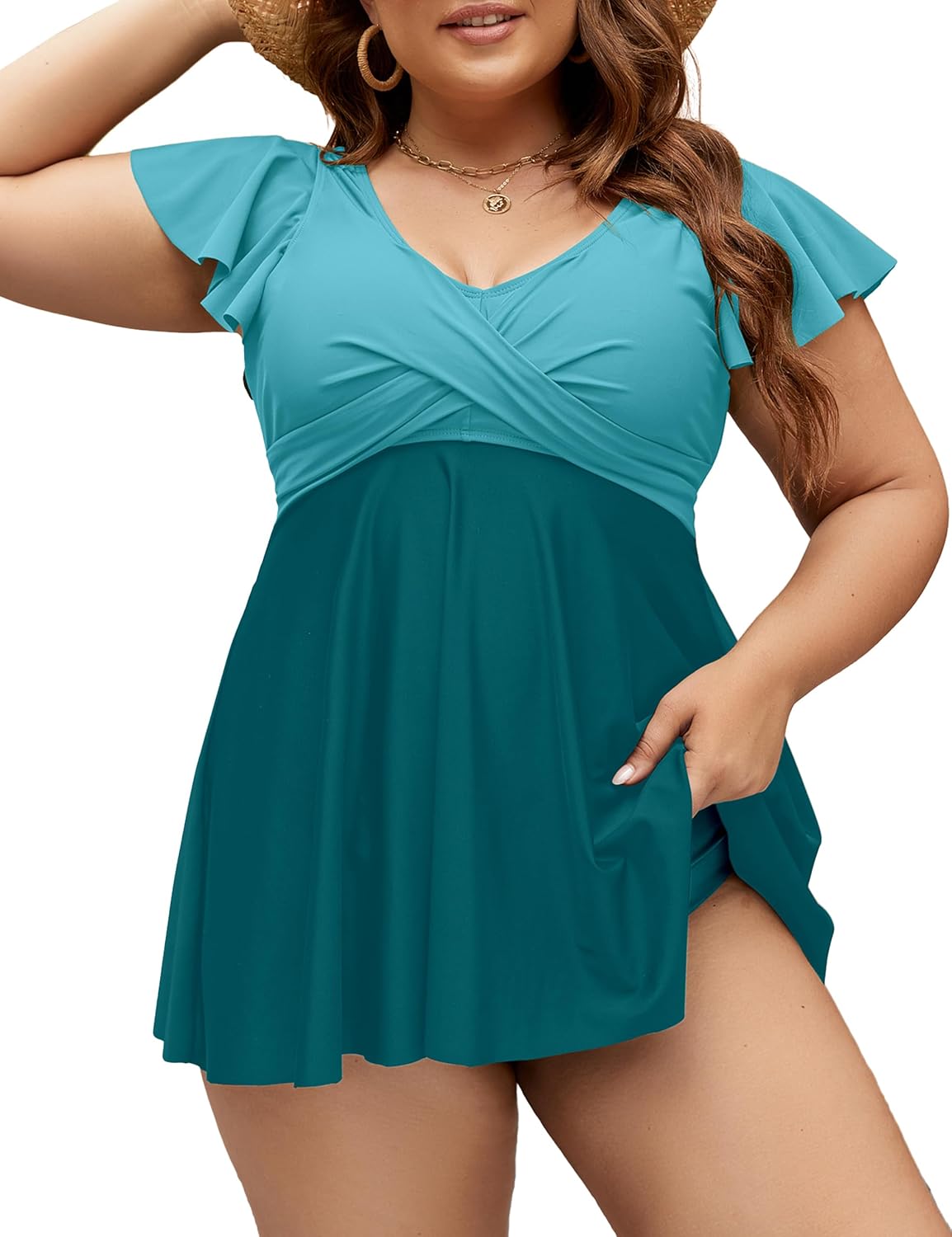 Edelqual Plus Size Tankini Swimsuits for Women with Tummy Control