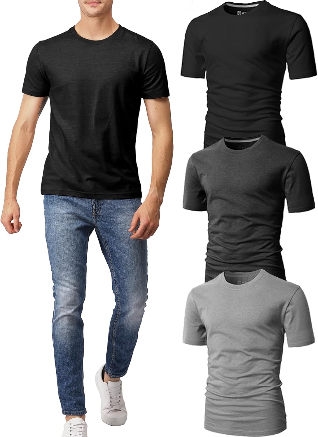 H2H Mens Slime Short Sleeve T-Shirts for Everyday Comfort