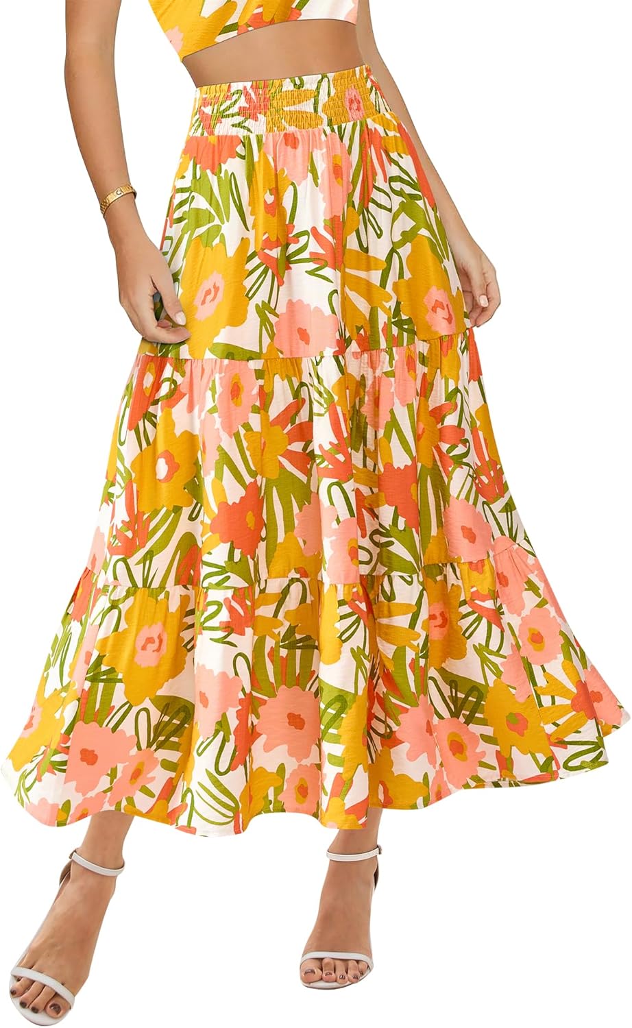 Floral Print Maxi Skirt for Women - Boho A-Line Style