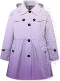 Girl's Rain Jackets Lightweight Waterproof Hooded Trench Coat