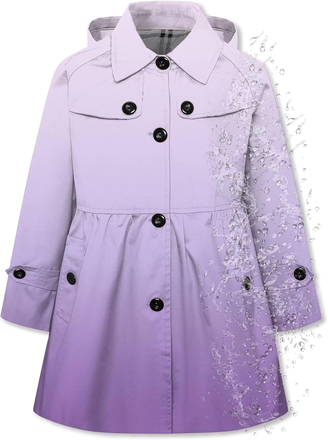 Betusline Girl's Rain Jackets Lightweight Waterproof Trench Coat