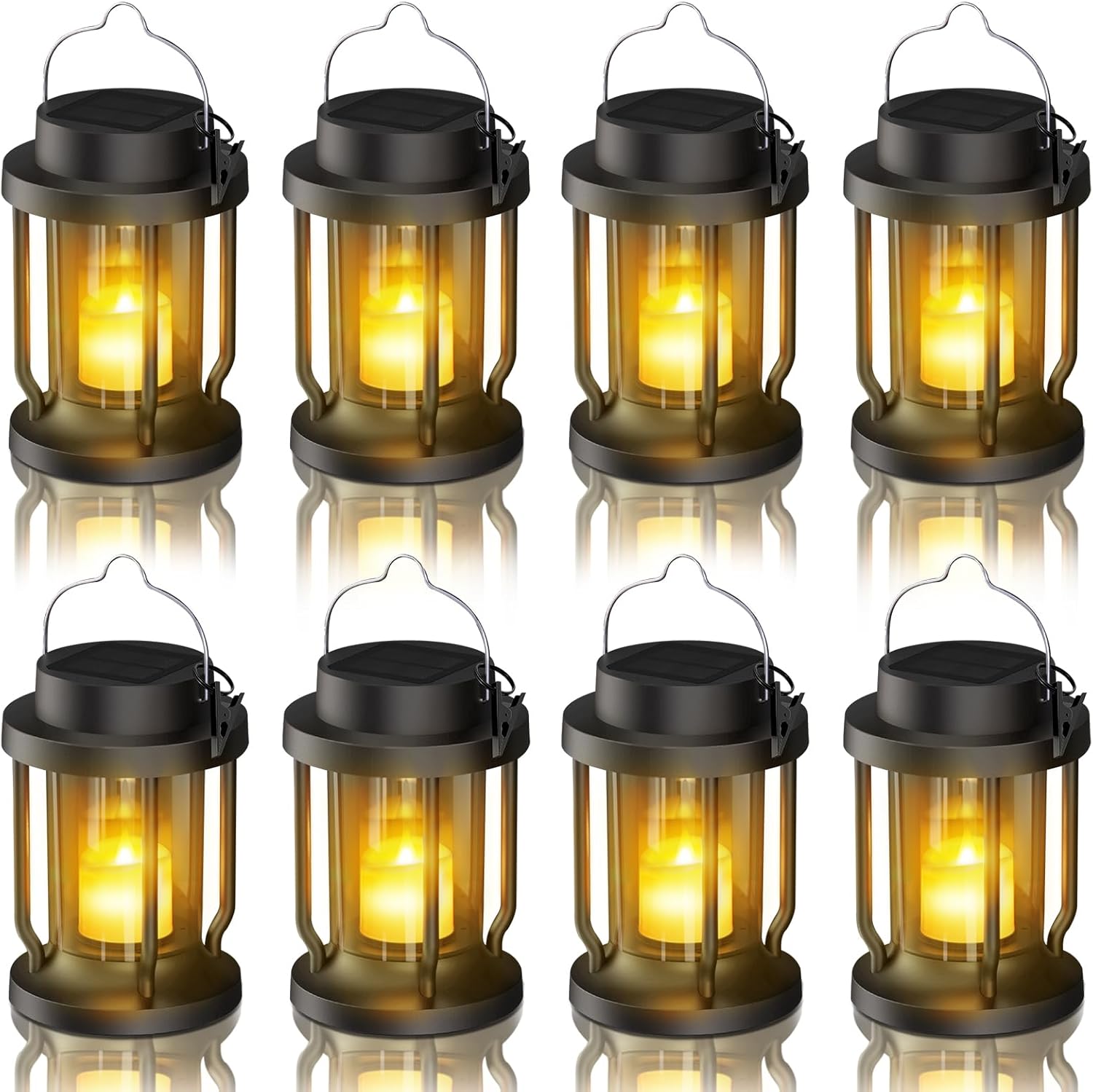 Solar Lantern Outdoor & Indoor Use with Realistic Flickering Flame