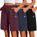 Women Quick Dry High Waisted Bermuda Athletic Shorts - 3 Pack