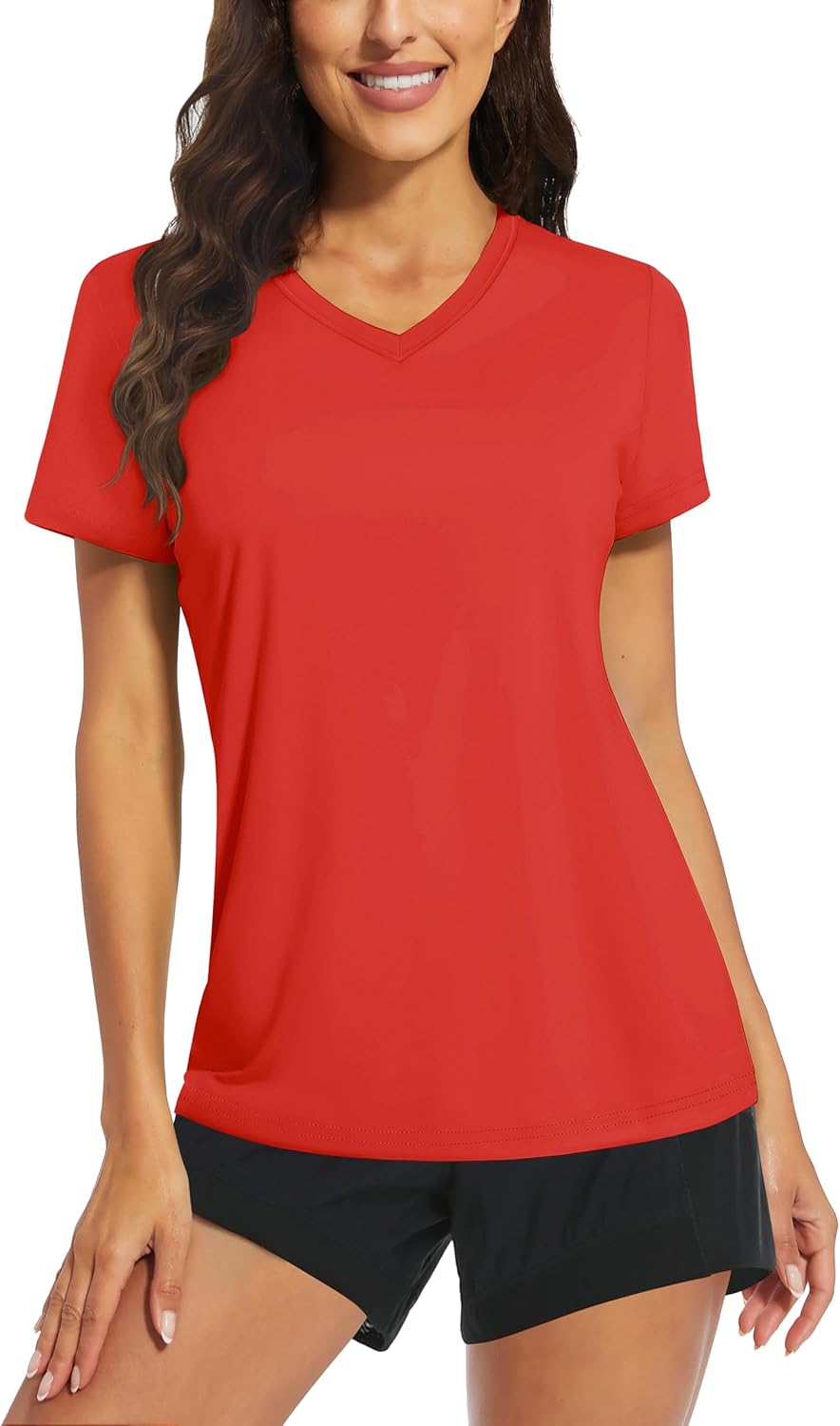 TACVASEN Women's UPF 50+ V-Neck Workout Tee