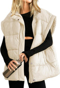 Oversized Puffer Vest for Women - Warm Quilted Sleeveless Coat