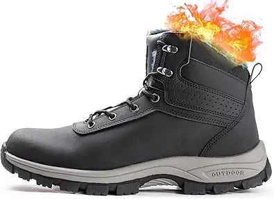 ANGRYRAM Winter Steel Toe Boots for Men - Slip Resistant Safety Shoes