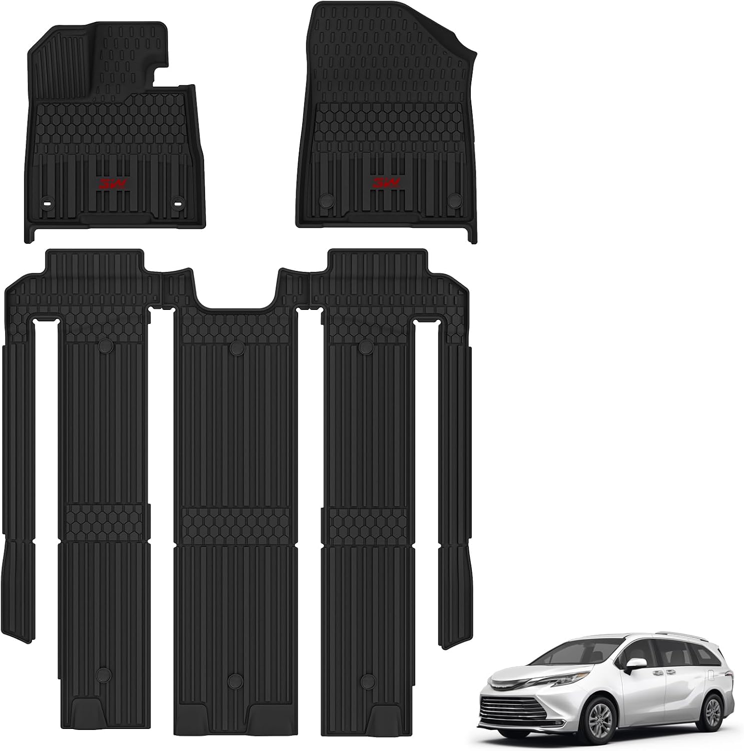 Custom Fit 3W Floor Mats for Toyota Sienna 2021-2025 Models