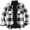 Mens Sherpa Fleece Lined Flannel Shirt Jacket - Warm Button