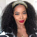 Headband Wig Human Hair Kinky Curly 24in - Natural Look