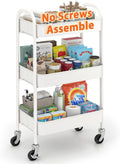 Sekey 3 Tier Rolling Cart Metal Utility Cart - No-Tool, Locking Wheels