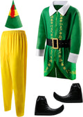 Elf Costume Men Full Set Adult Elf Outfit for Holiday Parties