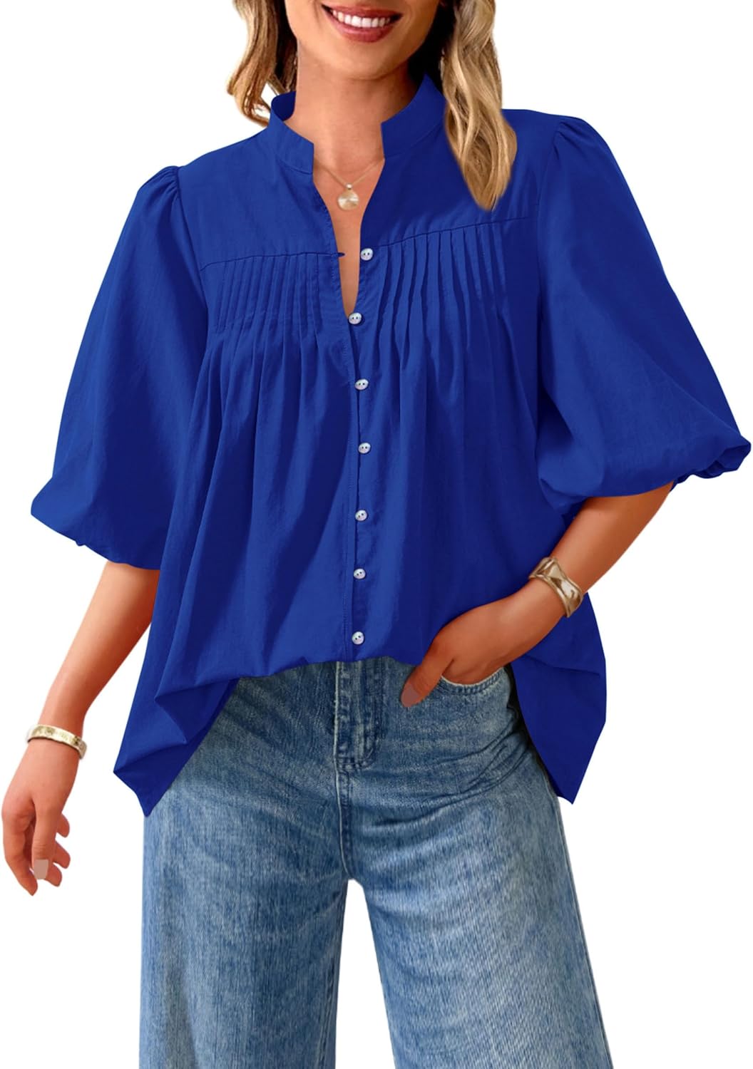 PRETTYGARDEN Women's Summer Short Lantern Sleeve Tops