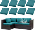 Stretch Patio Cushion Covers 8Pcs Peacock Blue - Waterproof Fit