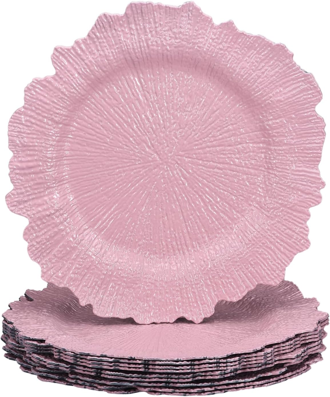10x Pink Floral Charger Plates for Elegant Table Setting