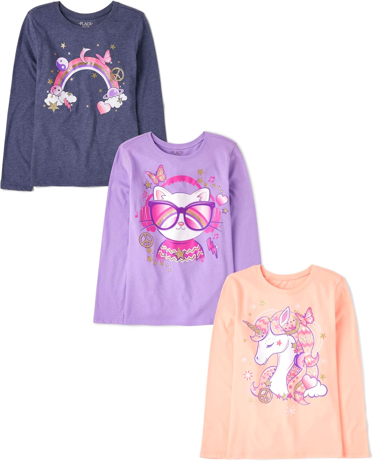 Unicorns, Sports, Butterflies Long Sleeve T-Shirts for Girls