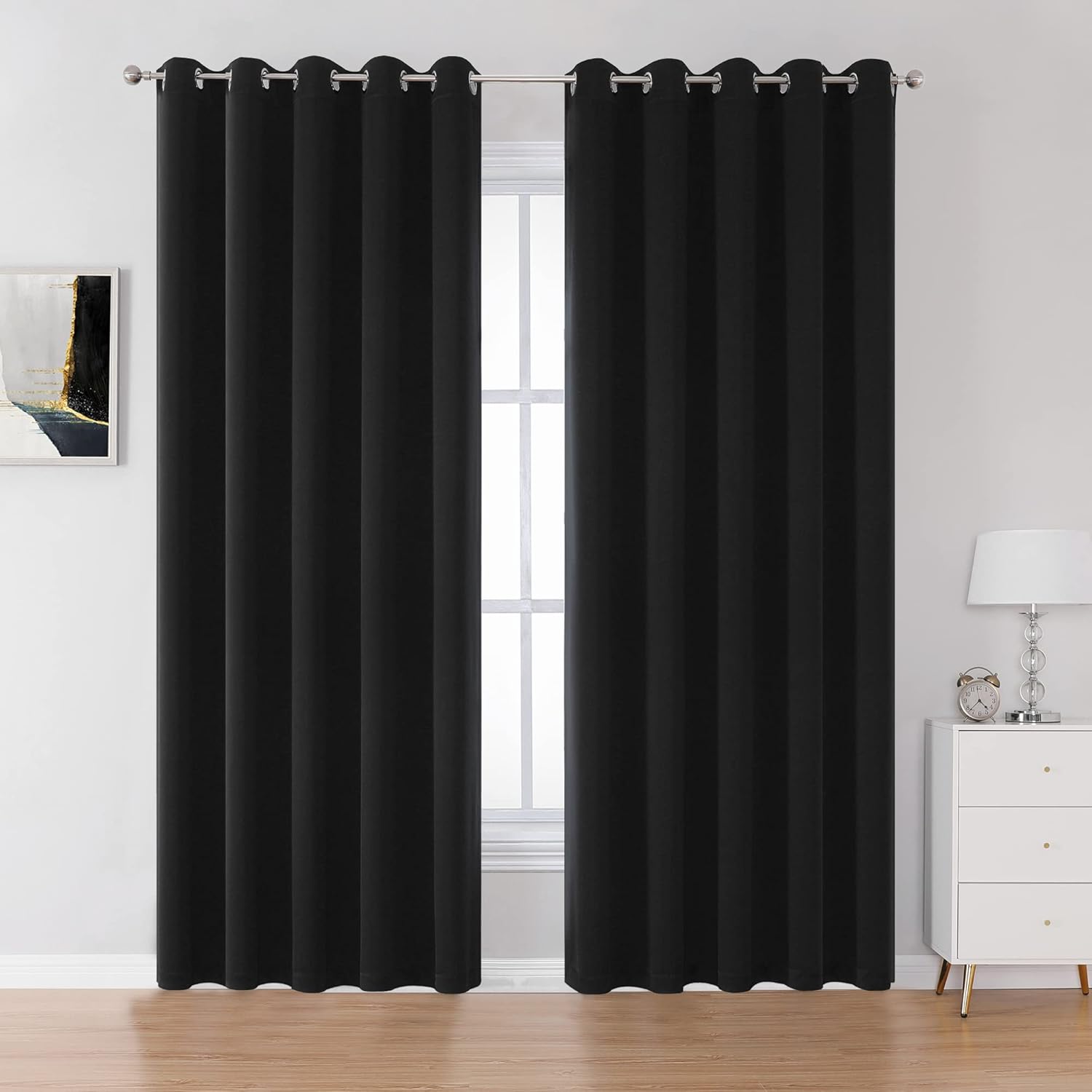 DUALIFE Blackout Room Divider Curtains for Large Windows 60 in