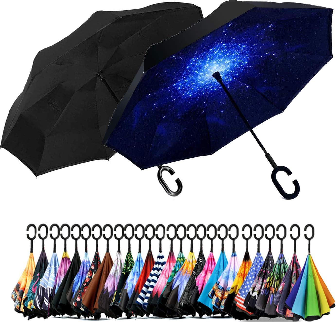 SIEPASA 49/56 Inch Inverted Reverse Umbrella for All Weather