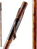 Brazos Rustic Wood Walking Stick Hickory - Handcrafted Leather Safari