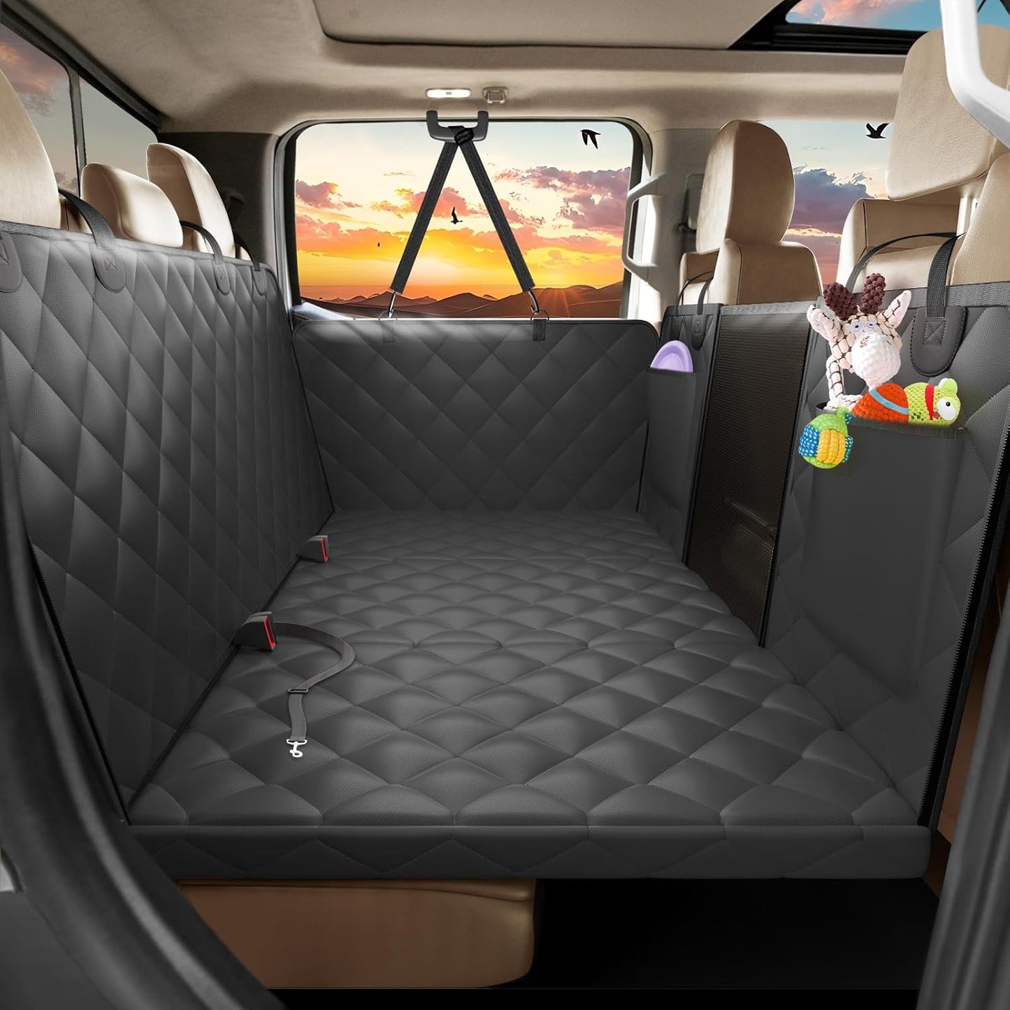 Back Seat Extender for Dogs with Egg Crate Foam for Trucks