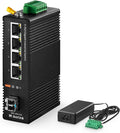 MokerLink 5 Port Industrial DIN-Rail Network Switch - Rugged Gigabit