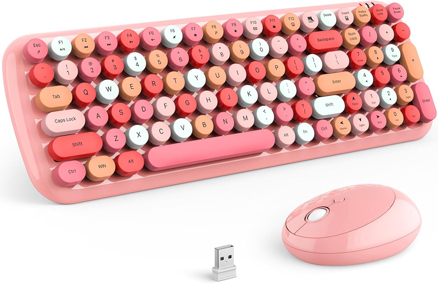 KNOWSQT Wireless Keyboard and Mouse Combo in Light Pink Color