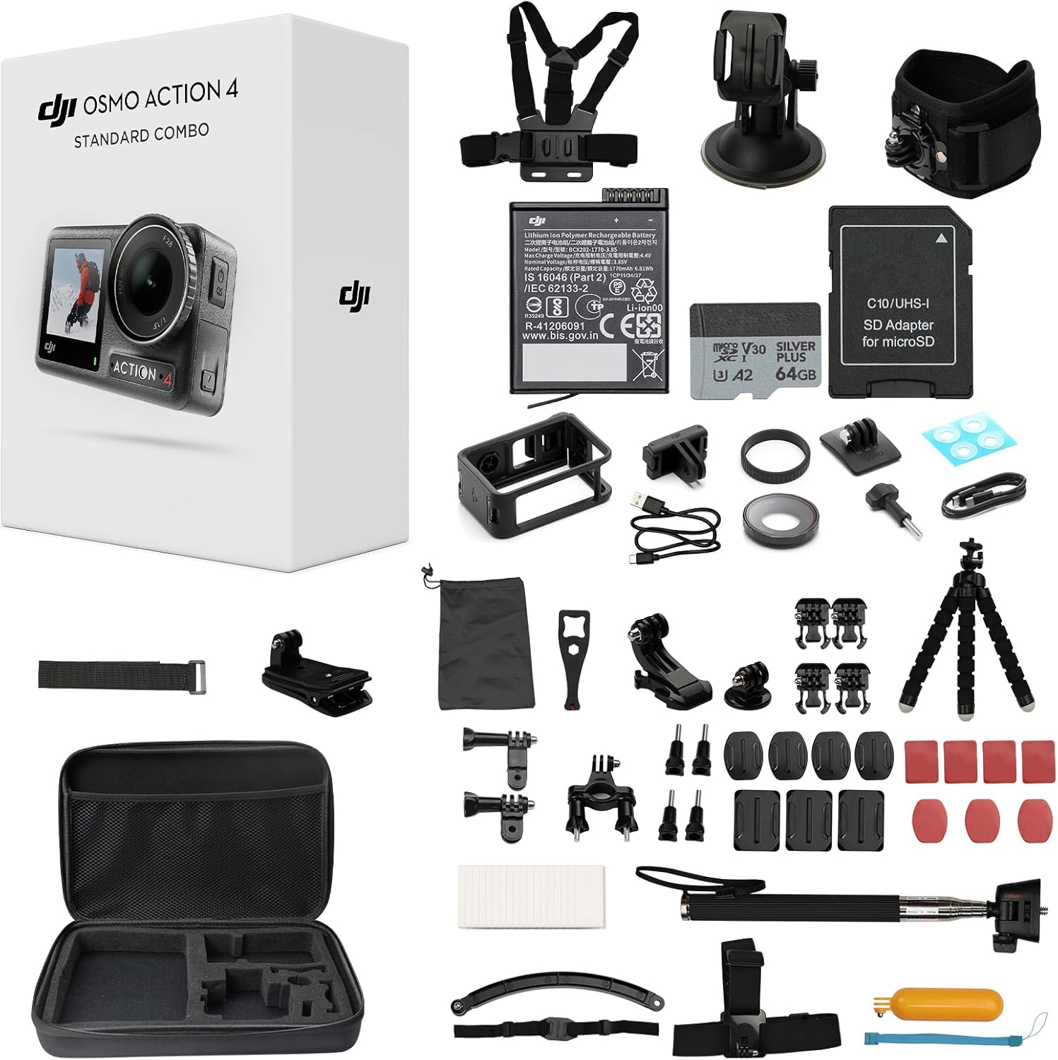 DJI Osmo Action 4 Waterproof Camera with Accessory Kit & Card