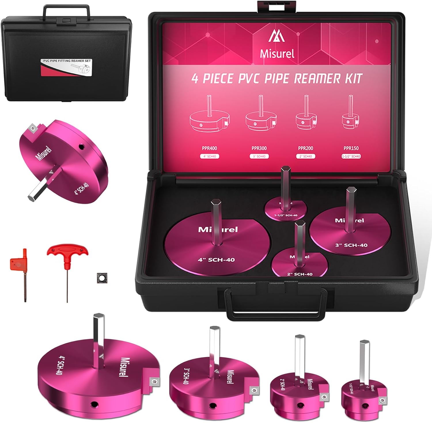 4 Pcs PVC Pipe Reamer Kit for Efficient Plumbing Tasks