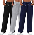 Neer Women's Sweatpants 3 Pack - High Waisted Wide Leg Comfort