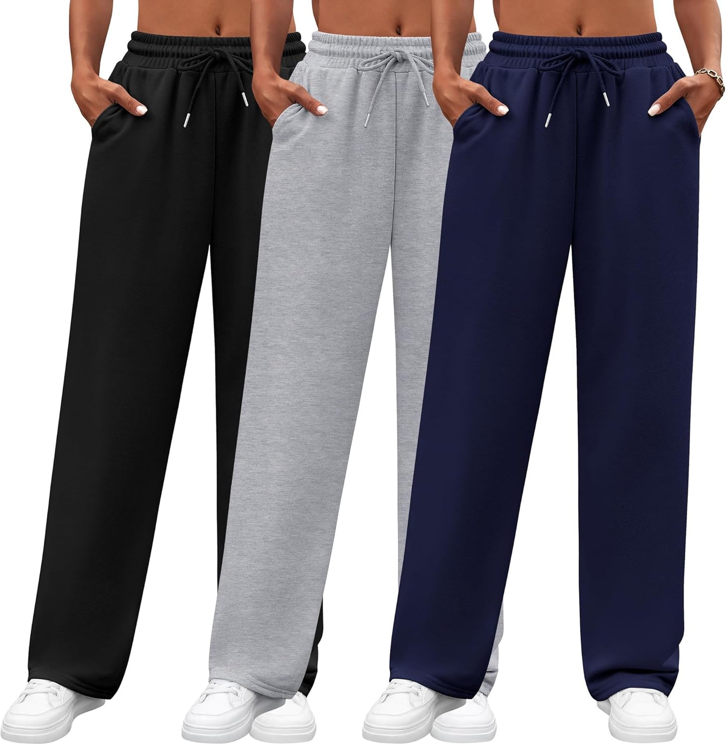 Neer Women's Sweatpants 3 Pack with Pockets for Cozy Comfort