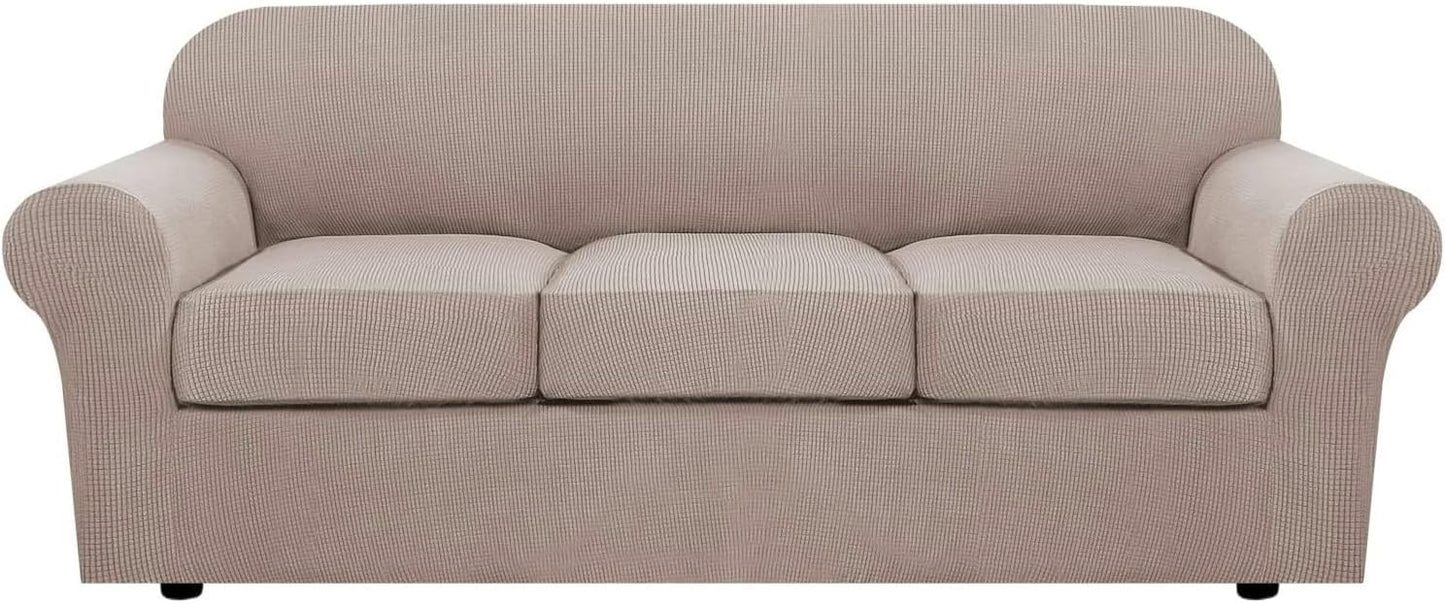 H.VERSAILTEX 4 Piece Stretch Sofa Covers for 3 Cushion Couch