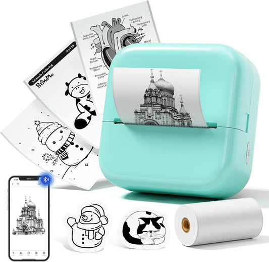 Inkless Bluetooth Mini Sticker Printer + Paper Roll