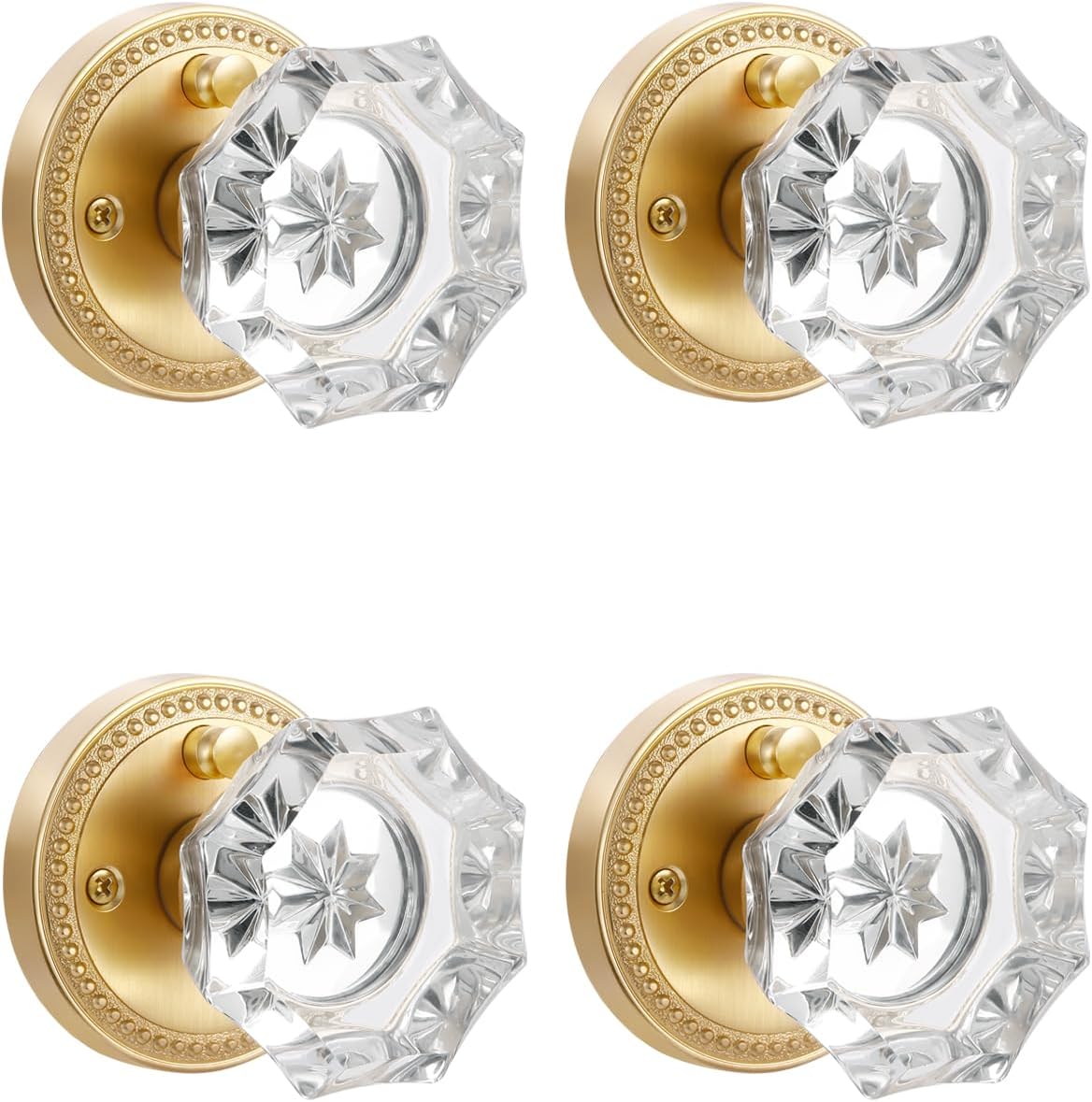 Gold Door Knobs with Crystal Design for Privacy and Style
