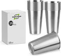 16 oz Stainless Steel Pint Cups 16-Pack - Durable Stackable Tumblers