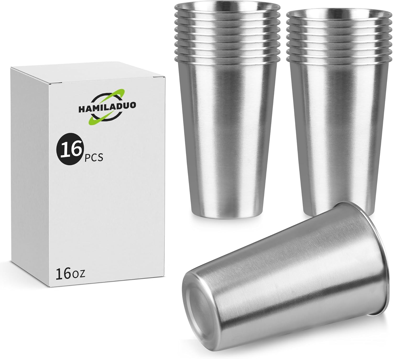 16Pack 16 oz Stainless Steel Pint Cups for Every Occasion