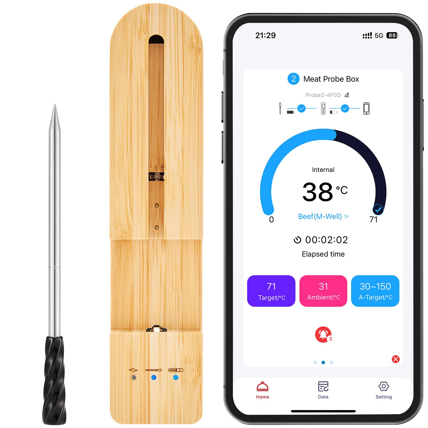 Wireless Smart Meat Thermometer for BBQ, Grill, and Oven Use