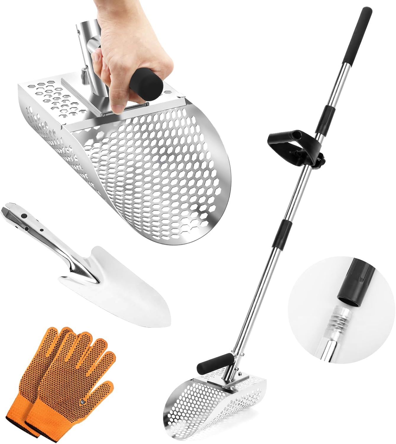 Long Handle Sand Scoop for Metal Detecting and Treasure Hunting