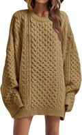 Saodimallsu Womens Oversized Chunky Cable Knit Crewneck