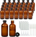 4oz Amber Glass Bottles Boston Round (50 Pack) - LeakProof Refillable
