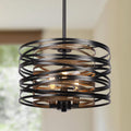 12.6in Farmhouse Chandeliers for Dining Room - Rustic Drum 3-Light