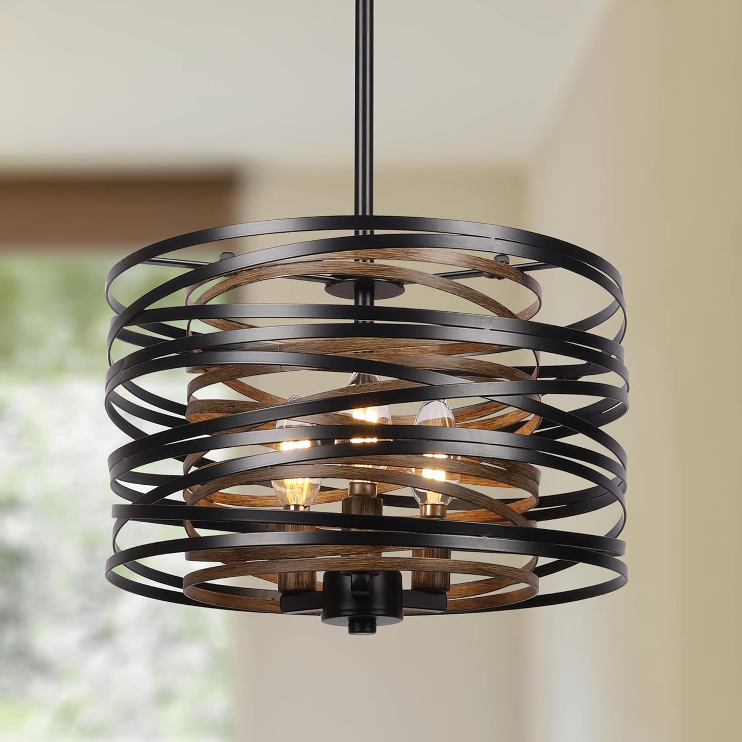 12.6 Farmhouse Chandeliers for Dining Room, Rustic Pendant Light