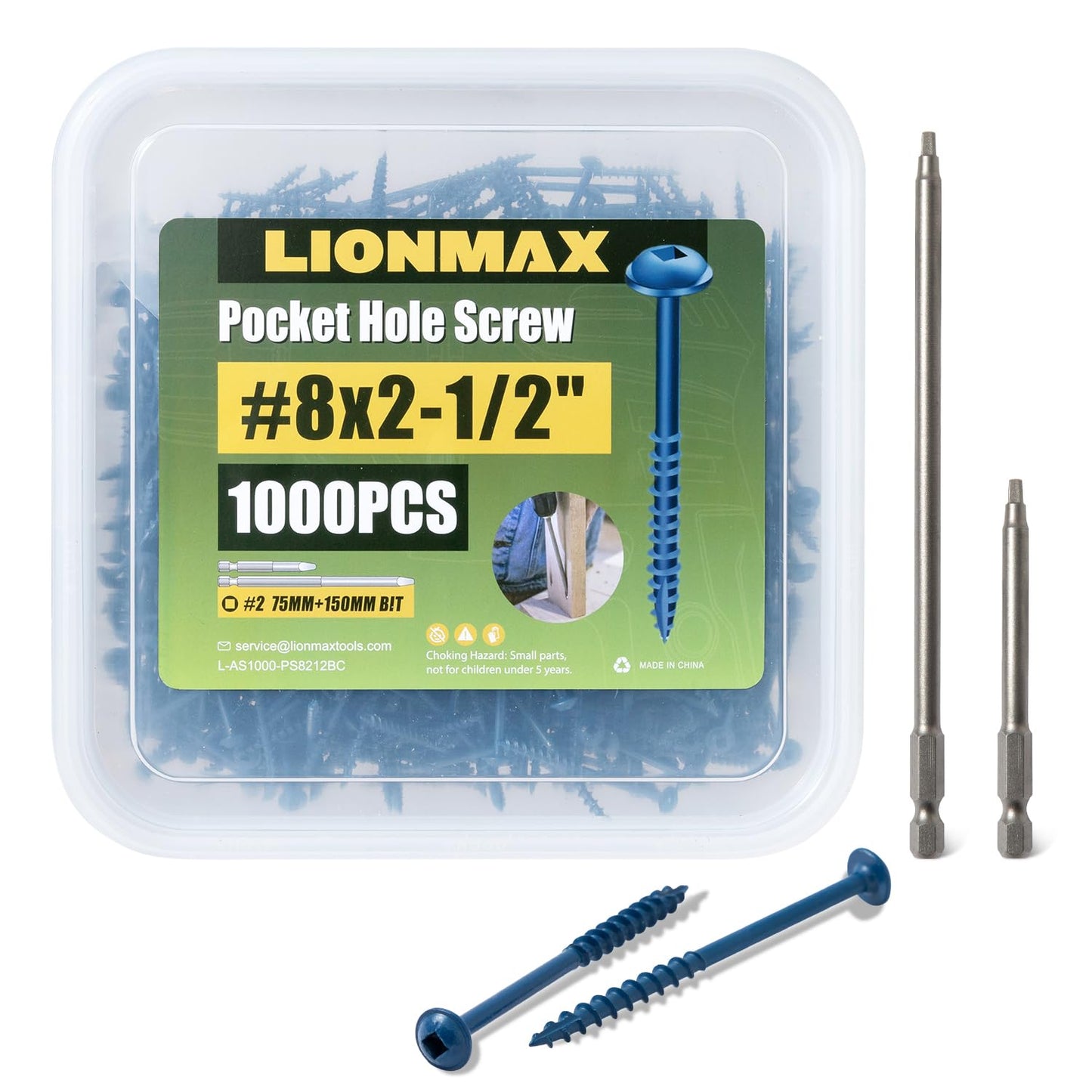 LIONMAX Pocket Hole Screws 2-1/2 Inch for Wood Joinery