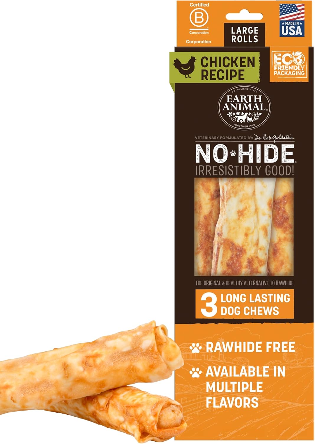 Earth Animal No-Hide Rolls Chicken Recipe for Large Dogs