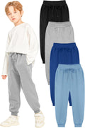Resinta 4 Pack Boys' Fleece Sweatpants - Warm Athletic Joggers