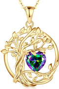 Tree of Life Birthstone Necklace Sterling Silver - Elegant Gift