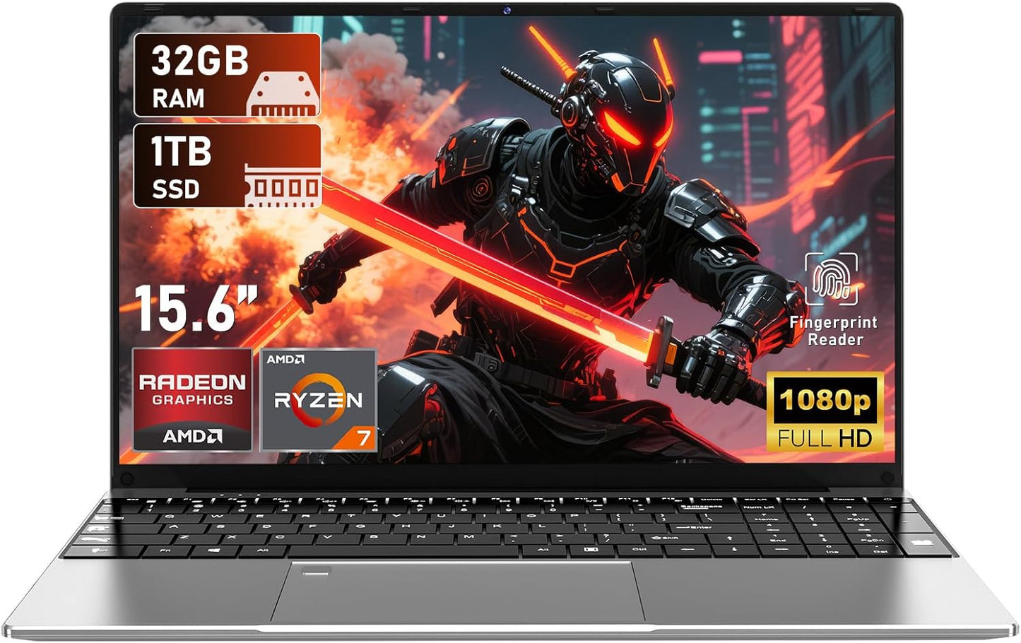 2025 Gaming Laptop with 15.6 Inch FHD Display and Performance