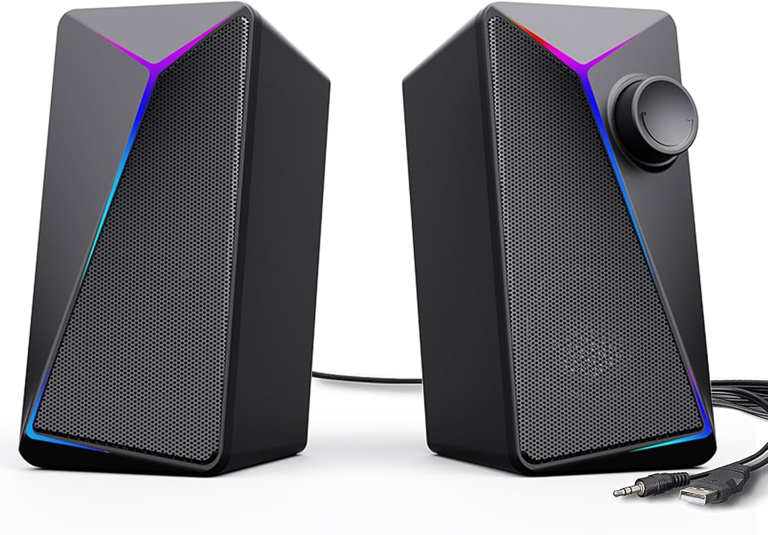 ROSON Computer Speakers with Enhanced Bass and RGB Lighting