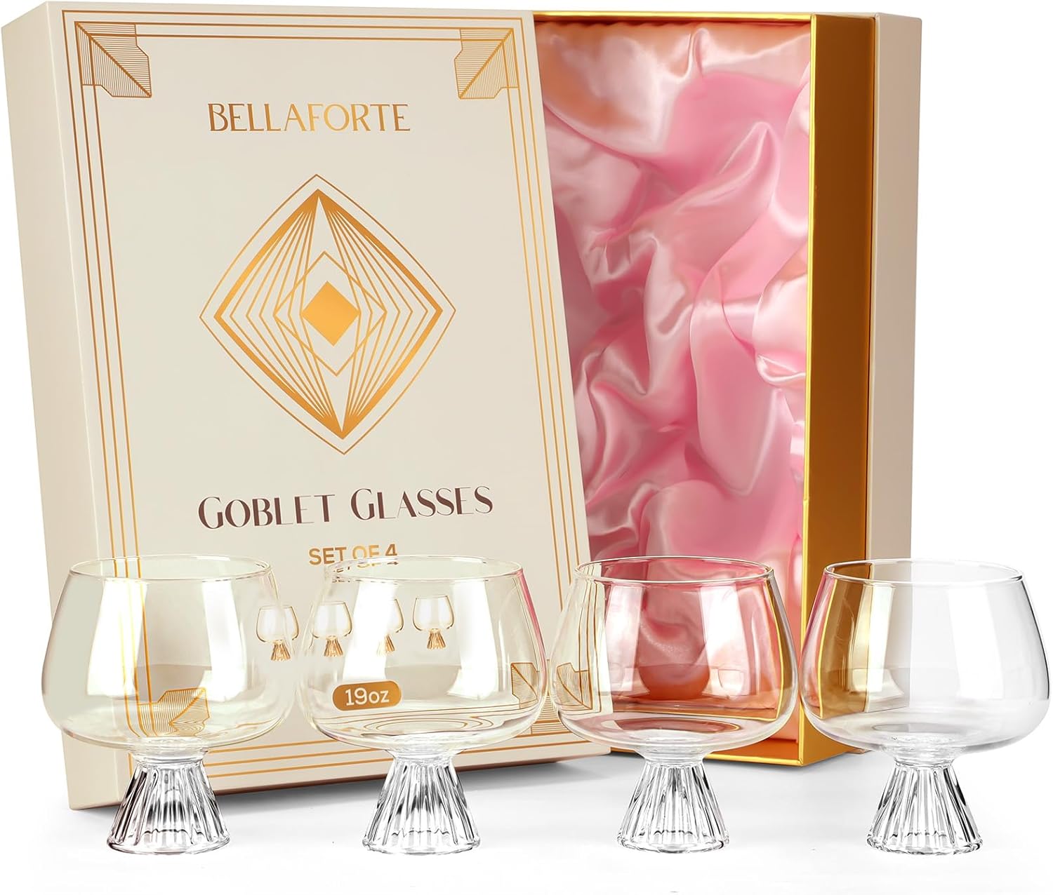 BELLAFORTE Set of 4 Modern Cocktail Glasses - Gift for Cocktail Lover